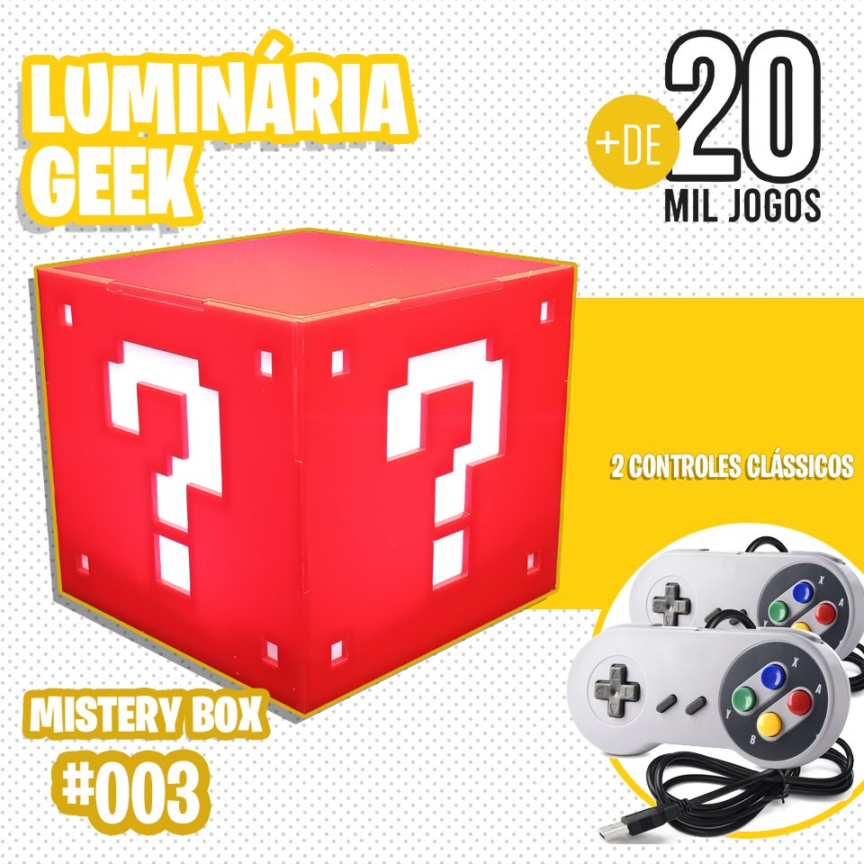 Luminária Retrobox cubo do Mario com 20 mil jogos